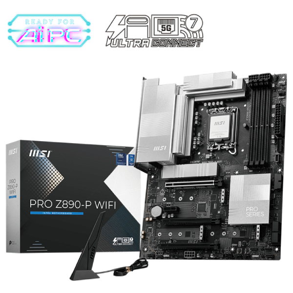  Z890 ATX Motherboard: 1851 Socket For Intel Core Ultra Processors<br>4x DDR5, 4x SATA 6Gb/s, PCIe 5.0, 1x M.2 Gen5 + 3x M.2 Gen4, Thunderbolt 4, 5GbE LAN, Wi-Fi 7 + Bluetooth 5.4, Realtek ALC897 Audio, Thunderbolt 4/HDMI/DP  